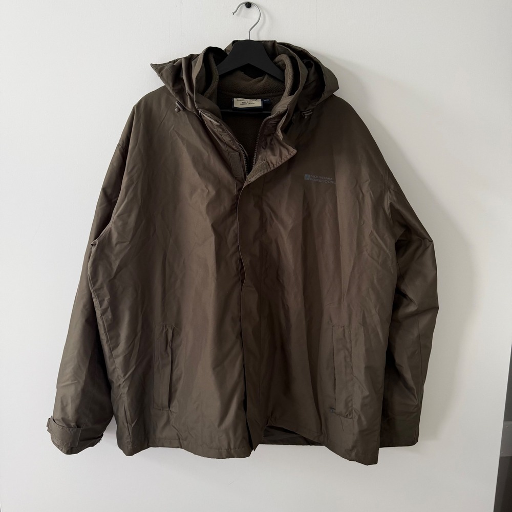 Mountain Warehouse 3 in 1 Jacket Mens XL Olive Fleece Lined Waterproof Fell